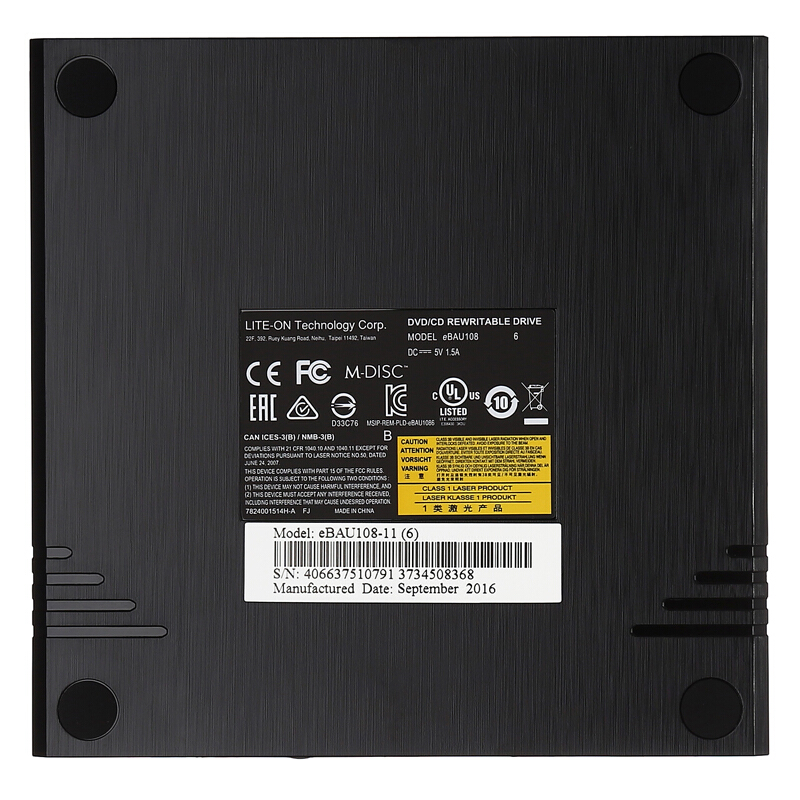 建兴 Liteon LITEON eBAU108 8X 外置超薄DVD刻录机 黑色 计价单位:个
