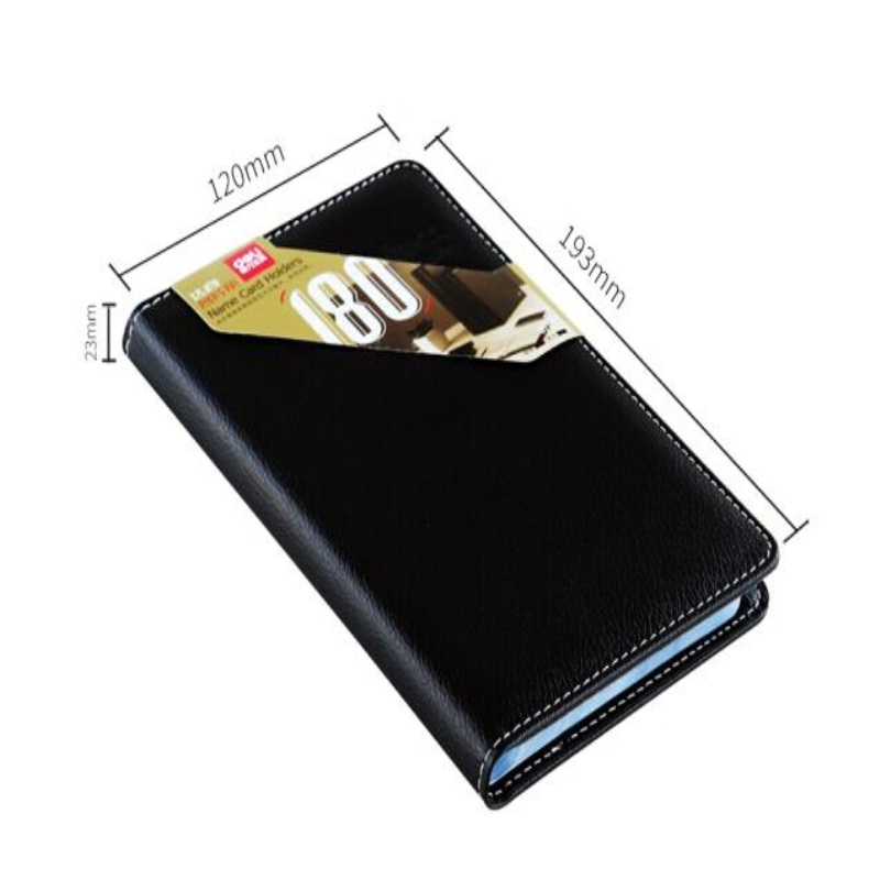 得力 deli 5792 硬皮摊开式 名片册 180名 12本/包 黑色 计价单位:本