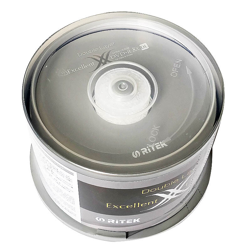 铼德 RITEK DVD+R 刻录盘 DL D9 8速8.5G 不可打印 50片桶装 计价单位:桶