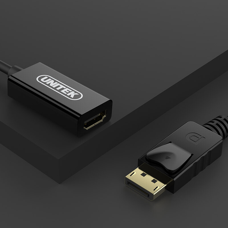 优越者 Unitek Y-6342BK DP转HDMI转换线 Displayport转HDMI公对母转接线黑色 电脑接电视高清视频线转换器 计价单位:根