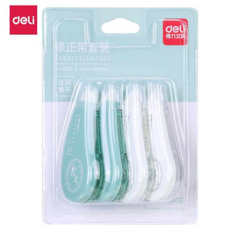 得力 deli 8109 修正带组合套装 8米*5mm 4支装 计价单位:卡
