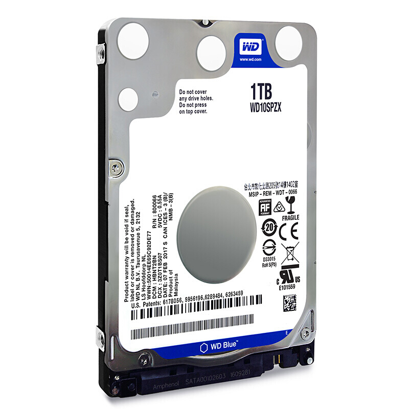 西部数据 WD WD10SPZX 笔记本硬盘 蓝盘 1TB 5400转128M SATA6Gb/s 计价单位: 个