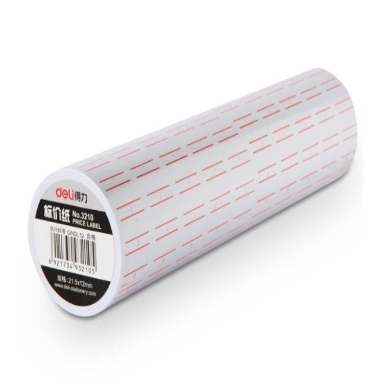 得力 deli 3210 单排标价签打印纸 21.5*12mm 10卷/筒 计价单位:卷