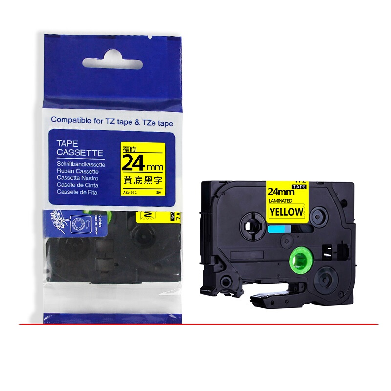 得印 Befon AZe-651 标签色带 24mm 黄底黑字 适用于兄弟PT D200 PT D210 PT 2030 计价单位:支