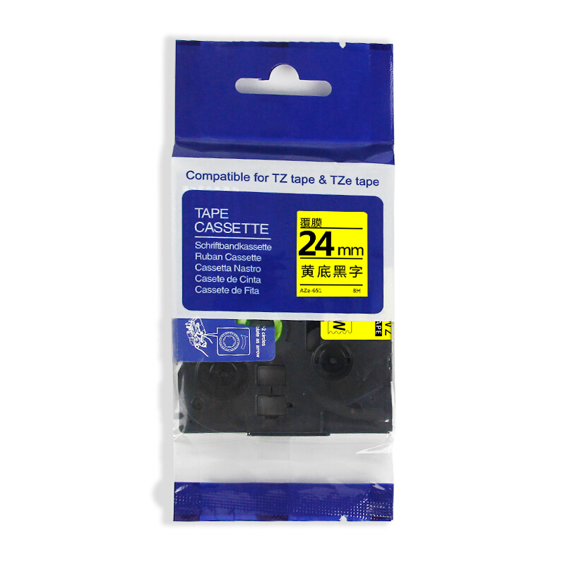 得印 Befon AZe-651 标签色带 24mm 黄底黑字 适用于兄弟PT D200 PT D210 PT 2030 计价单位:支