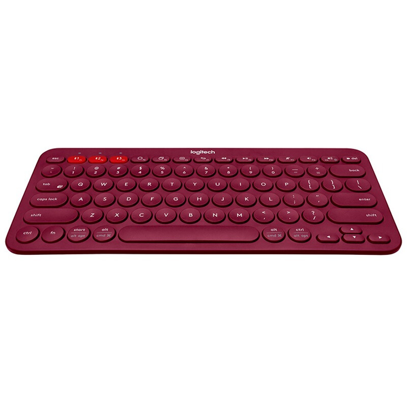 罗技 LOGITECH K380 无线蓝牙键盘 便携 超薄 多设备 红色 计价单位:个