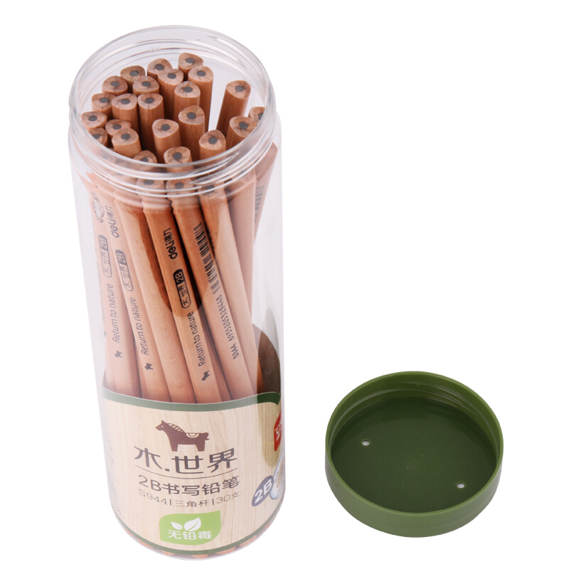 得力 deli S944 铅笔 2B 笔杆原木色 30支/筒 计价单位:筒