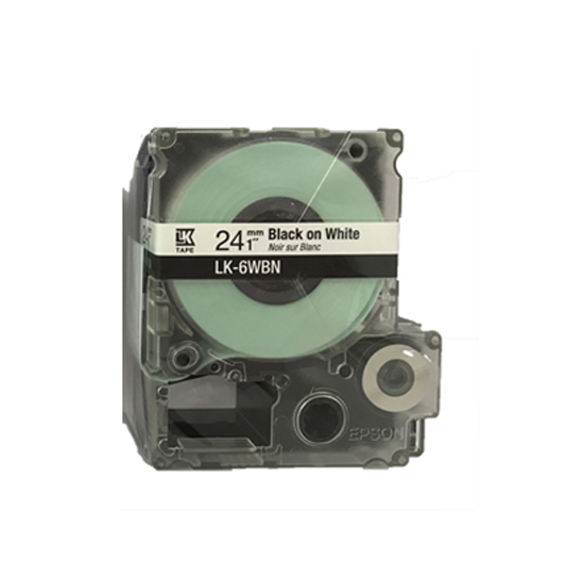 爱普生 EPSON LK-6WBN 标签机色带 24mm 白底黑字 适用LW-600P LW-700 LW-1000P LW-Z700 LW-Z900 计价单位:个
