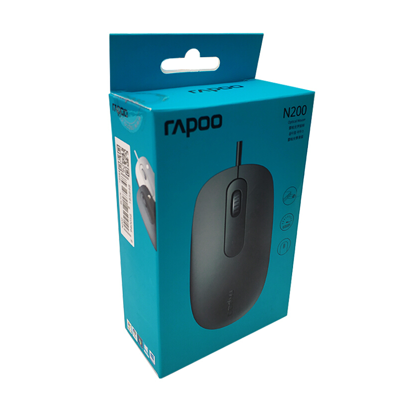 雷柏(Rapoo) N200 有线鼠标 黑色 计价单位:个