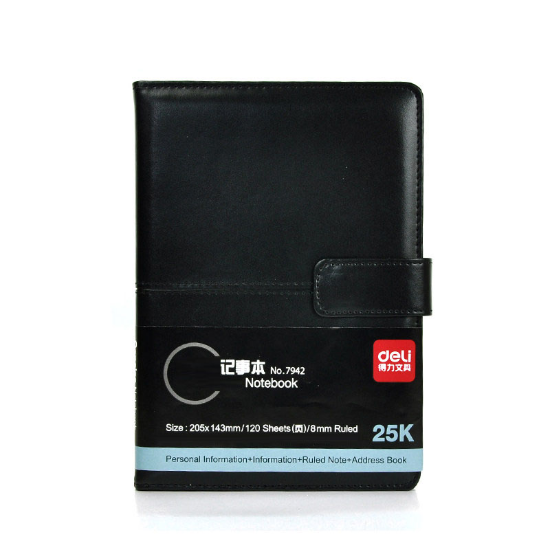 得力 deli 7942 皮面笔记本 25K 黑色 计价单位:本