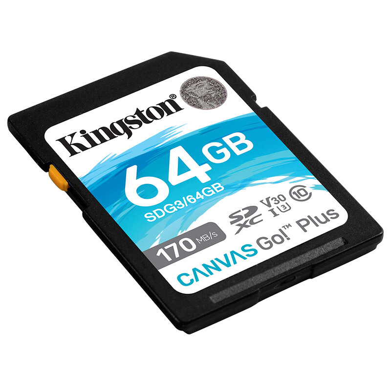 金士顿 KINGSTON SDG3/64GB SD存储卡 64GB U3 V30 4K超高清拍摄 读速170MB/s 计价单位:张