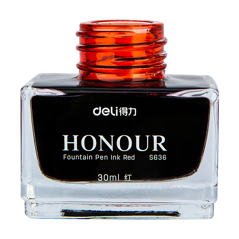 得力 deli DL-S636 非碳素钢笔墨水 30ml 红色 计价单位:瓶 得力 deli DL-S636 非碳素钢笔墨水 30ml 红色 计价单位:瓶