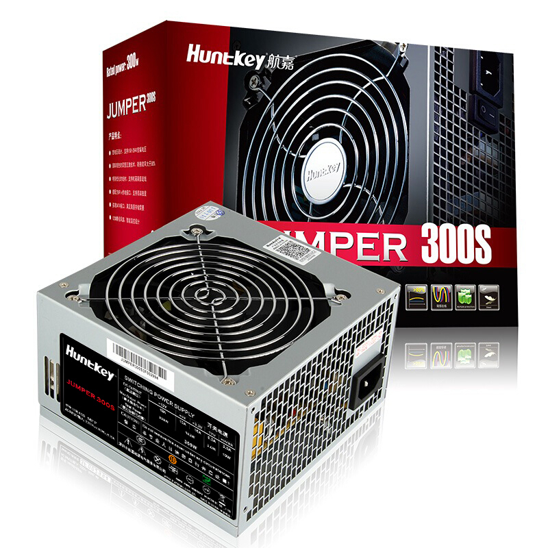 航嘉 Huntkey JUMPER300S  电脑电源 额定300W 单管正激 宽幅电压  计价单位:个