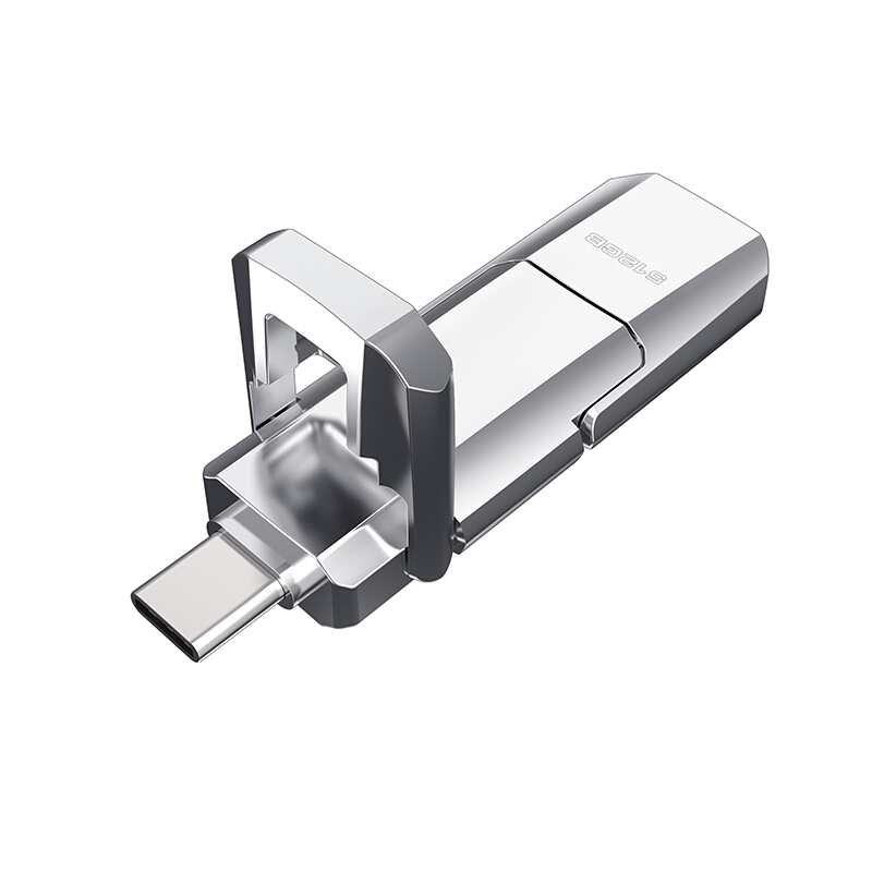 爱国者 aigo U393 高速固态U盘 128GB USB3.2 Type-C双U口 银色 计价单位:个