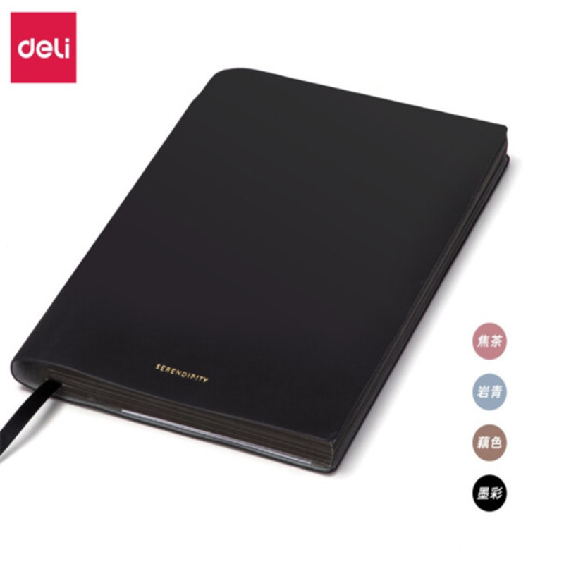 得力 deli 22290 记事本 A5 112张 莫兰迪黑色  计价单位:本