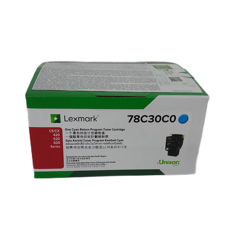 利盟 Lexmark 78C30C0 粉盒 青色 约1400页 适用于CS421 521dn  CX422adn 522 622ade 计价单位:支