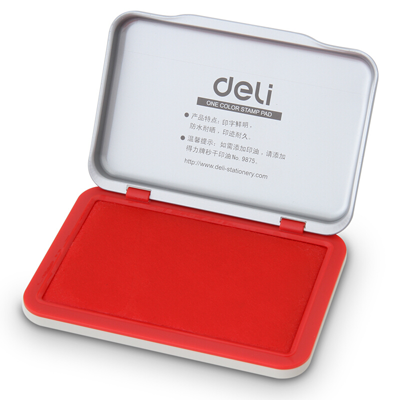 得力 deli 9891 方形 快干防水金属印台 53g   红色 计价单位:个