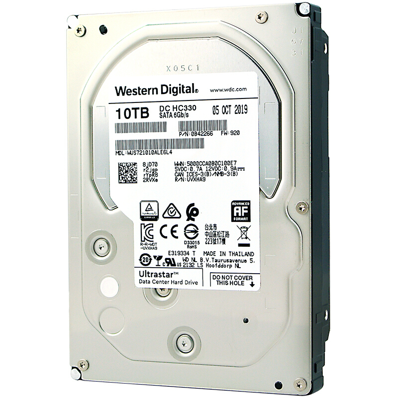 西部数据 WD WUS721010ALE6L4 企业级硬盘 10TB SATA6Gb s 7200转256M Ultrastar DC HC330系列 计价单位:个