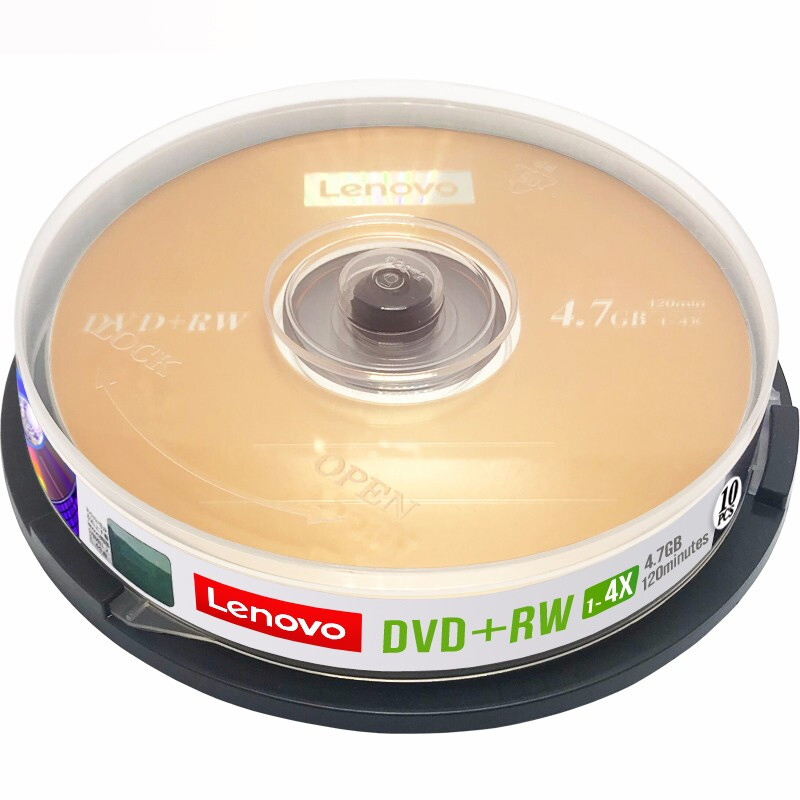 联想 Lenovo DVD+RW 刻录盘 1-4速 4.7GB 台产档案系列 可擦写 可重复刻录 桶装10片 计价单位: 盒