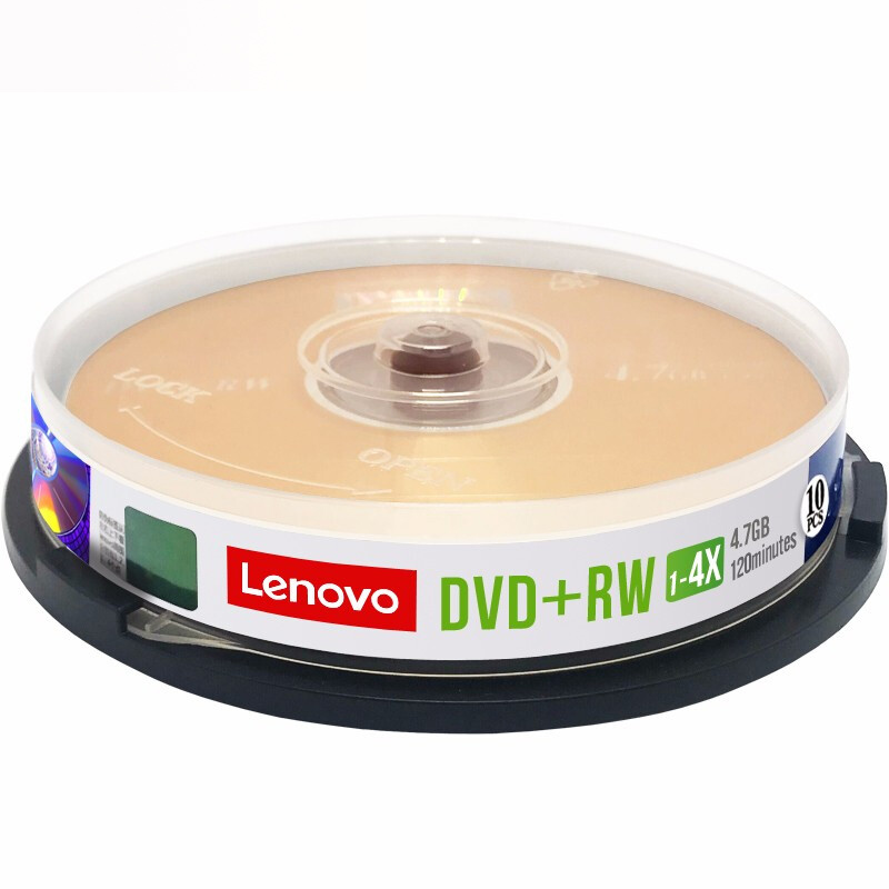 联想 Lenovo DVD+RW 刻录盘 1-4速 4.7GB 台产档案系列 可擦写 可重复刻录 桶装10片 计价单位: 盒