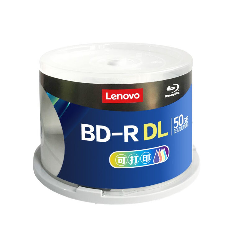 联想 Lenovo BD-R DL 蓝光可打印光盘 1-6X 50GB/260MIN 50片 计价单位:桶