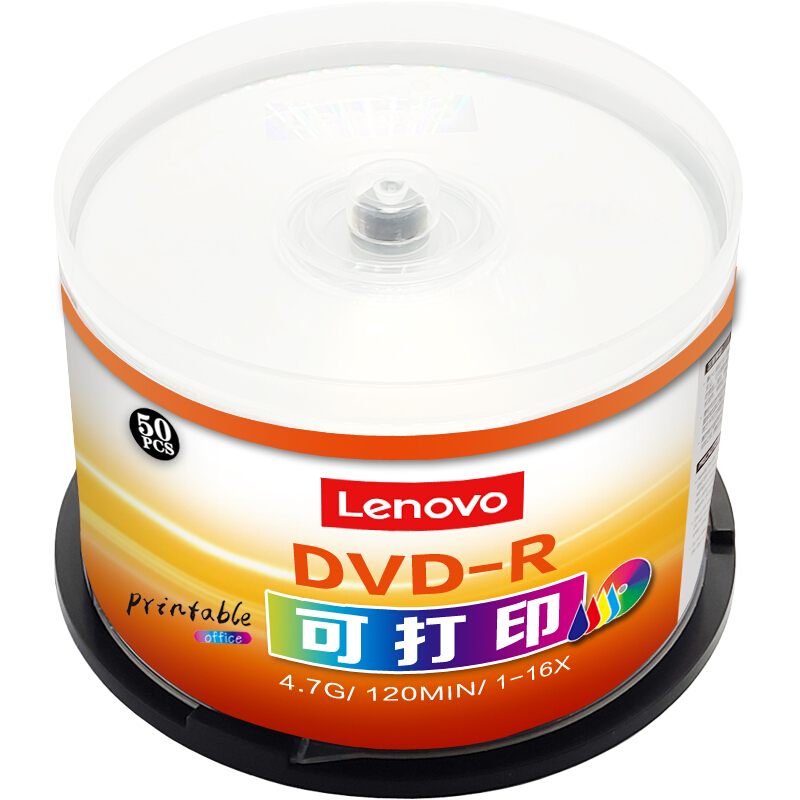 联想 Lenovo DVD-R 空白光盘 16速4.7GB 办公系列 可打印 桶装50片 计价单位: 桶