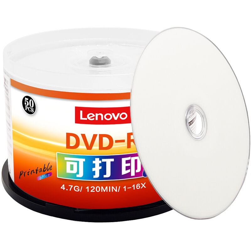 联想 Lenovo DVD-R 空白光盘 16速4.7GB 办公系列 可打印 桶装50片 计价单位: 桶