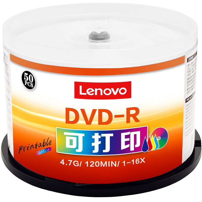 联想 Lenovo DVD-R 空白光盘 16速4.7GB 办公系列 可打印 桶装50片 计价单位: 桶
