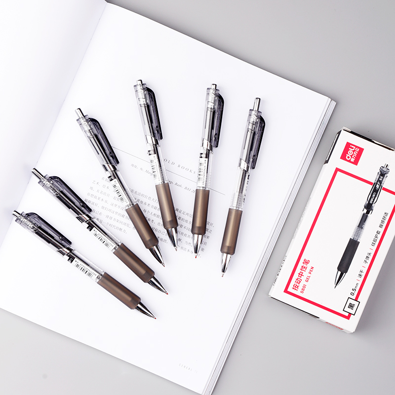 得力 deli S801 速干按动笔 0.5mm 子弹头 黑色 12支/盒 计价单位:盒 得力 deli S801 速干按动笔 0.5mm 子弹头 黑色 12支/盒 计价单位:盒