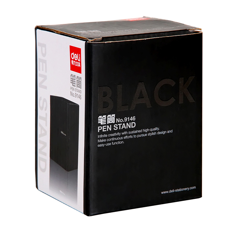 得力 deli 9146 金属方形笔筒 黑色  81*77*105mm 计价单位:个