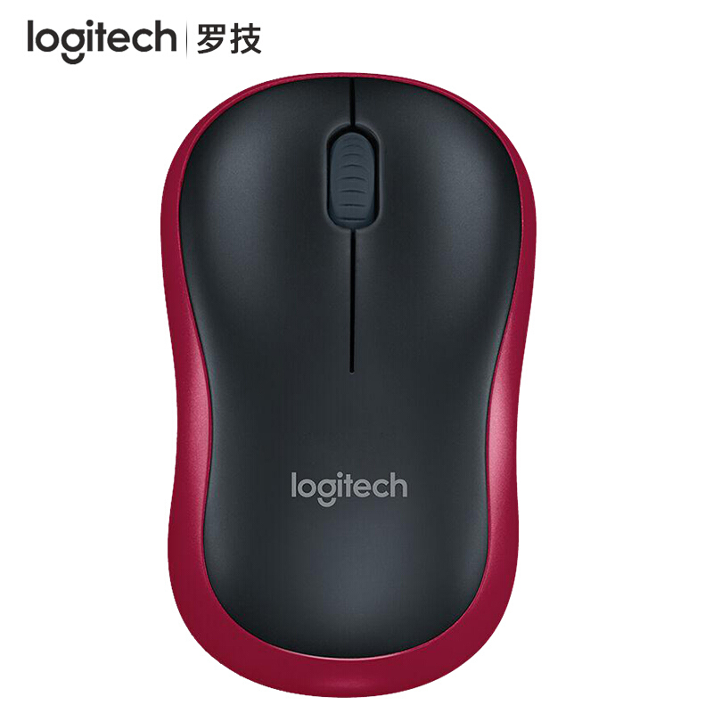 罗技 LOGITECH M185 无线鼠标 黑色红边 带无线2.4G接收器 计价单位:个