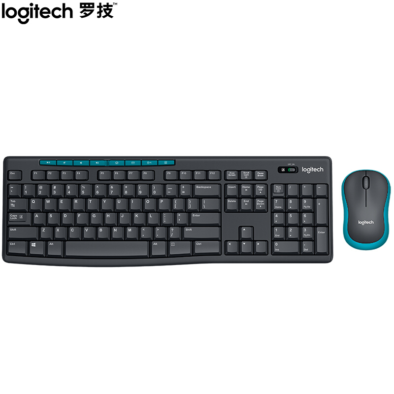 罗技 LOGITECH MK275 无线键鼠套装 光电 黑蓝色  计价单位:套