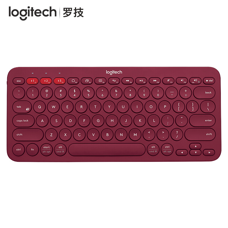 罗技 LOGITECH K380 无线蓝牙键盘 便携 超薄 多设备 红色 计价单位:个