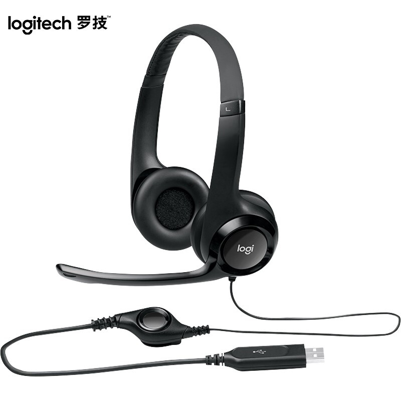罗技 LOGITECH H390 耳机 头戴式 带麦克风话筒 黑色  计价单位:副