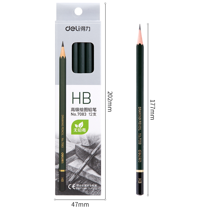 得力 deli 7083 铅笔 HB 木质 12支/盒 计价单位:盒 得力 deli 7083 铅笔 HB 木质 12支/盒 计价单位:盒