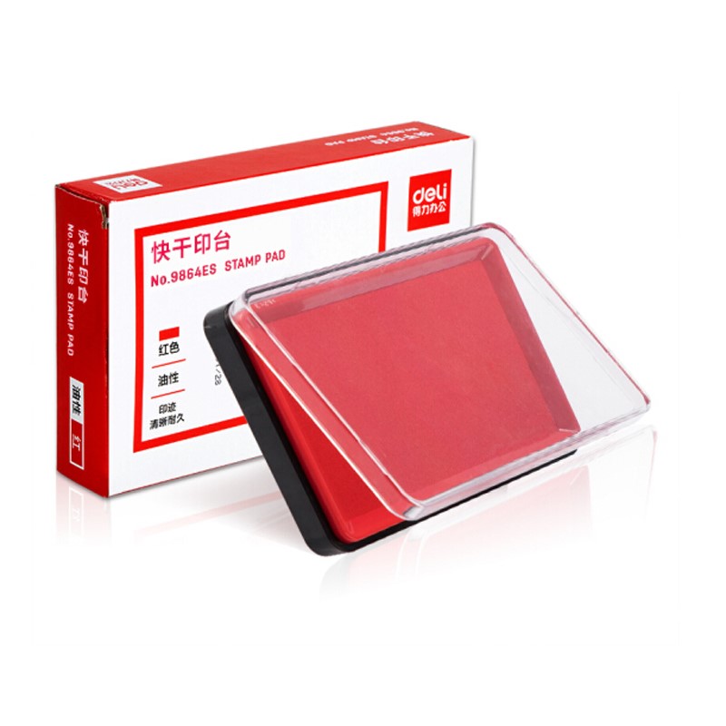 得力 deli 9864ES 长方形快干印台 137*88mm 红色 计价单位:个