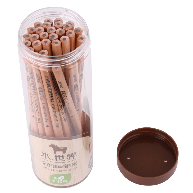 得力 deli S941 原木铅笔 2B 笔杆原木色 30支/筒 计价单位:筒