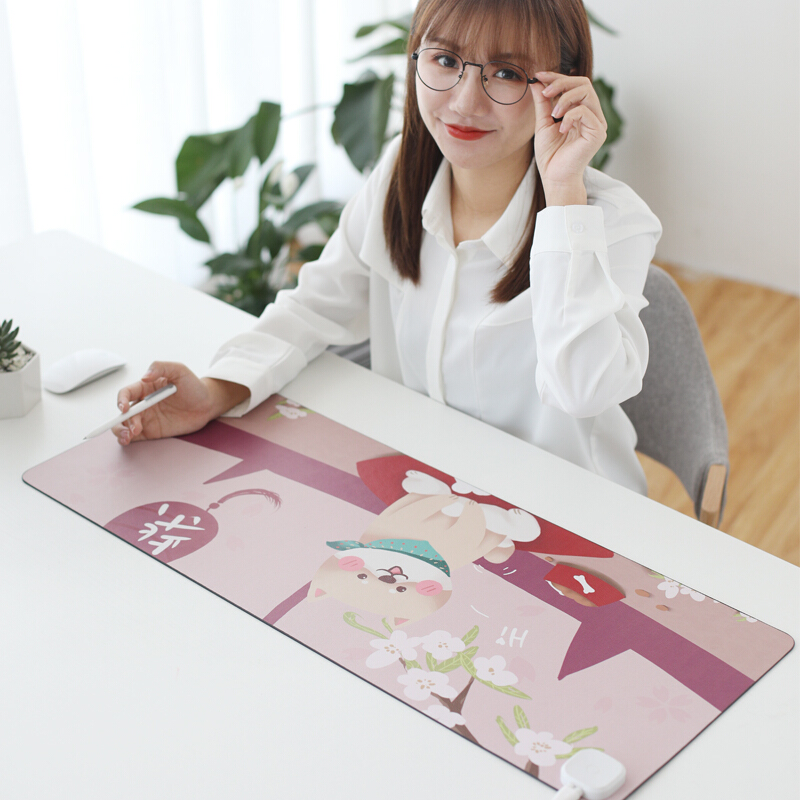 昕科 80*33cm 鼠标垫 发热暖桌垫 加热垫 80*33cm 冬日柴犬 计价单位:个