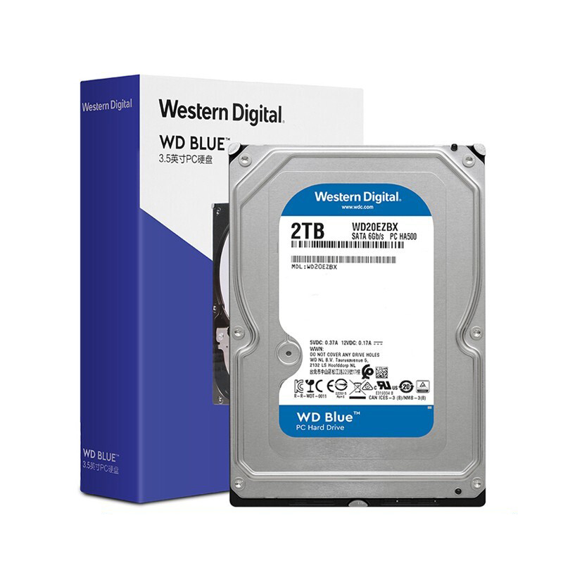 西部数据 WD WD20EZBX-DJ 3.5寸台式机硬盘 蓝盘 7200转256MB  2TB 计价单位:个
