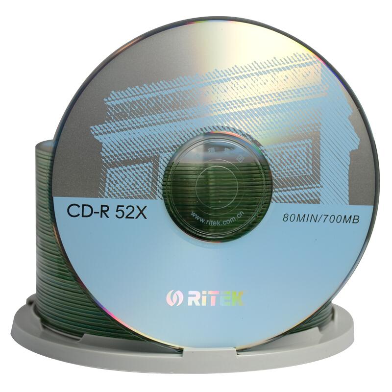 铼德 RITEK CD-R 空白光盘 凯旋门系列 52速 700M 桶装50片 计价单位:桶