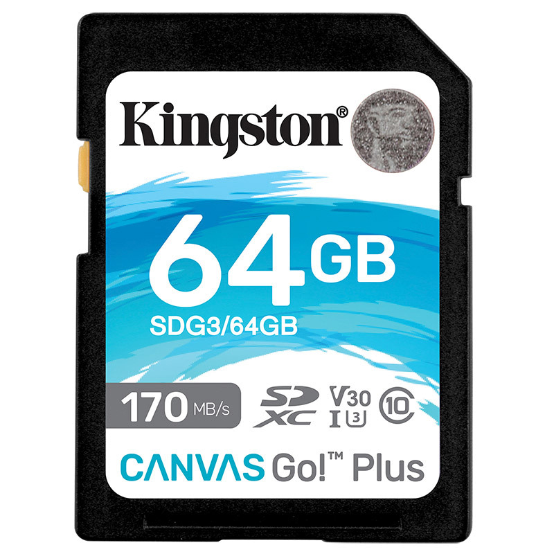 金士顿 KINGSTON SDG3/64GB SD存储卡 64GB U3 V30 4K超高清拍摄 读速170MB/s 计价单位:张