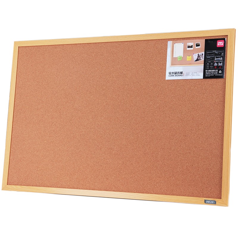 得力 deli 8764 软木留言板 600*900mm 棕色 计价单位:个