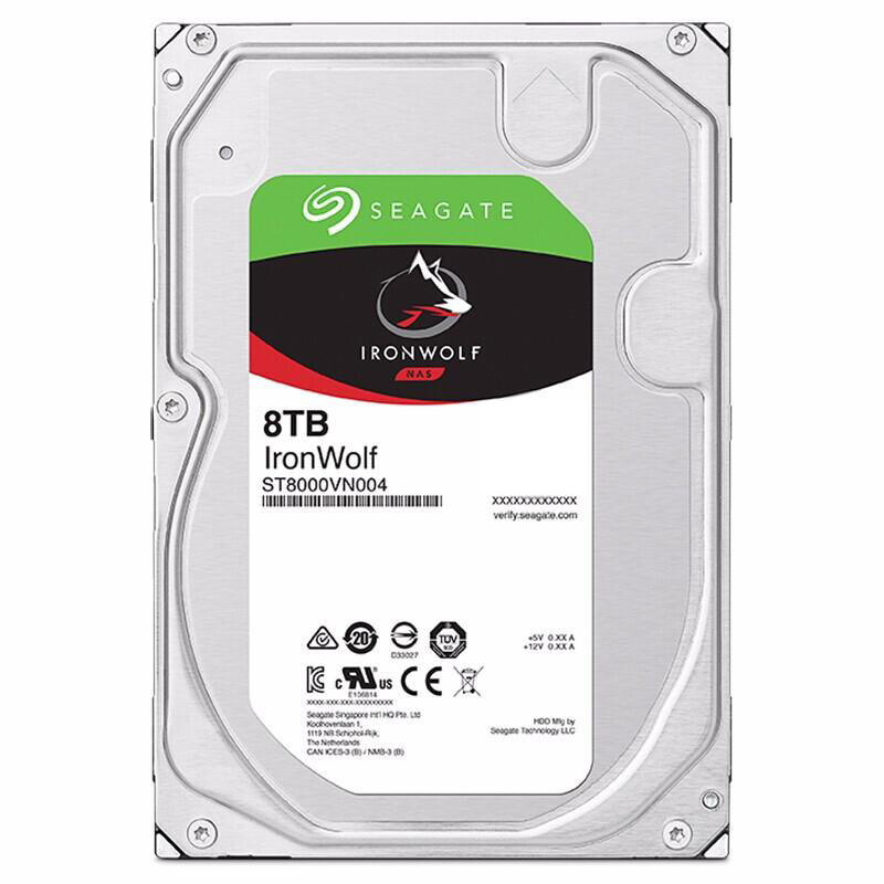 希捷 SEAGATE ST8000VN004 NAS硬盘 8TB 256MB 7200转 PMR CMR垂直磁记录 网络存储 SATA 酷狼IronWolf 计价单位:块