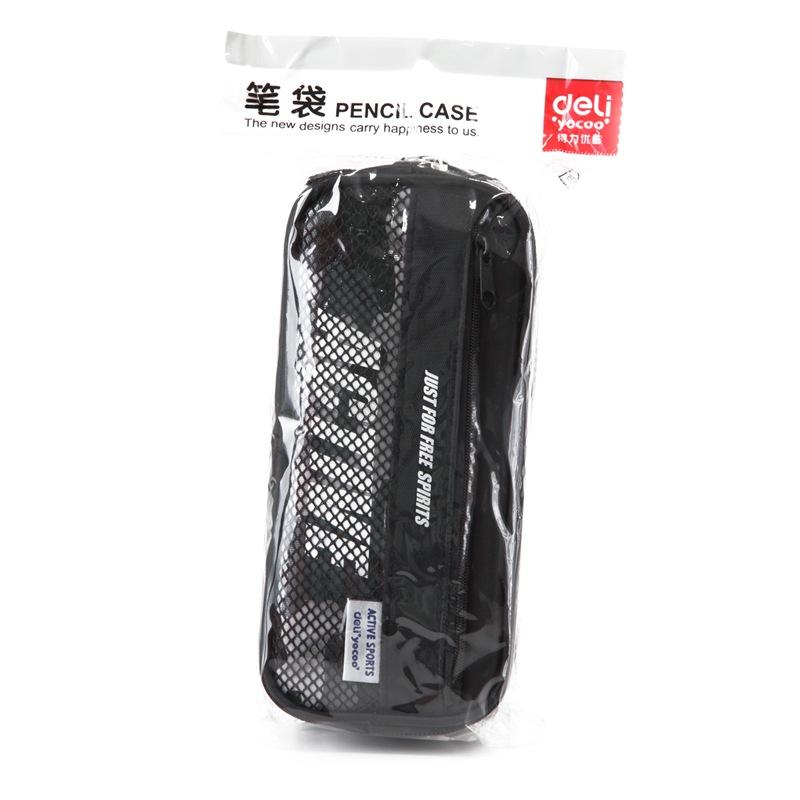 得力 deli 3074 笔袋 时尚运动款  帆布  黑色 计价单位:个