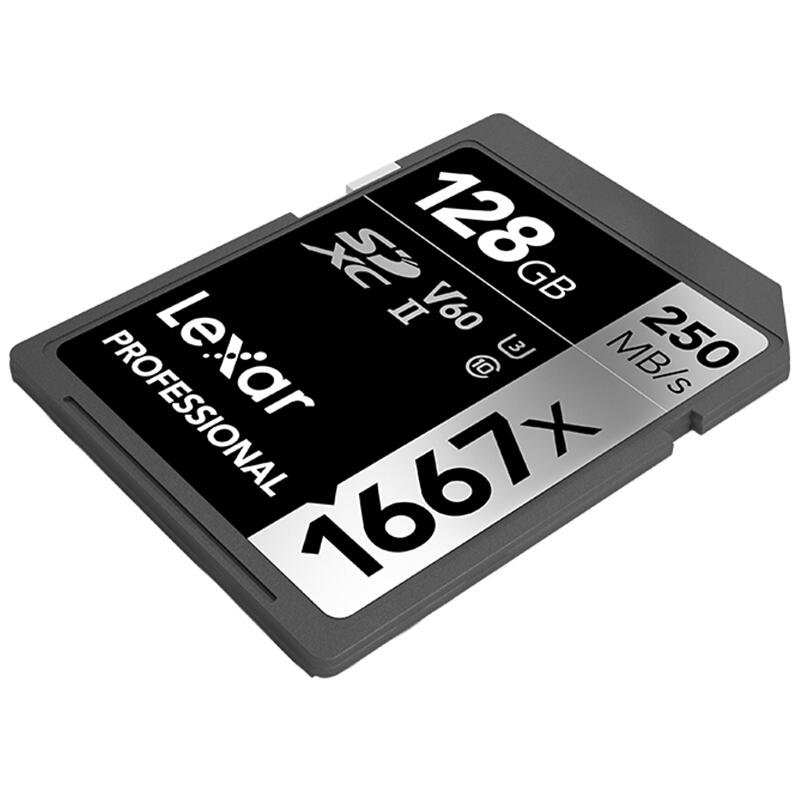 雷克沙 Lexar 1667X Pro SD存储卡 128GB 1667X Pro版 U3 V60 读250MB/s 写120MB/s 计价单位:张