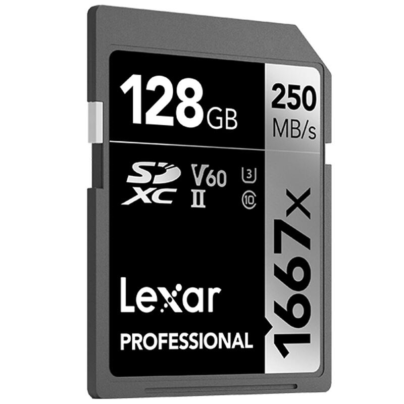 雷克沙 Lexar 1667X Pro SD存储卡 128GB 1667X Pro版 U3 V60 读250MB/s 写120MB/s 计价单位:张