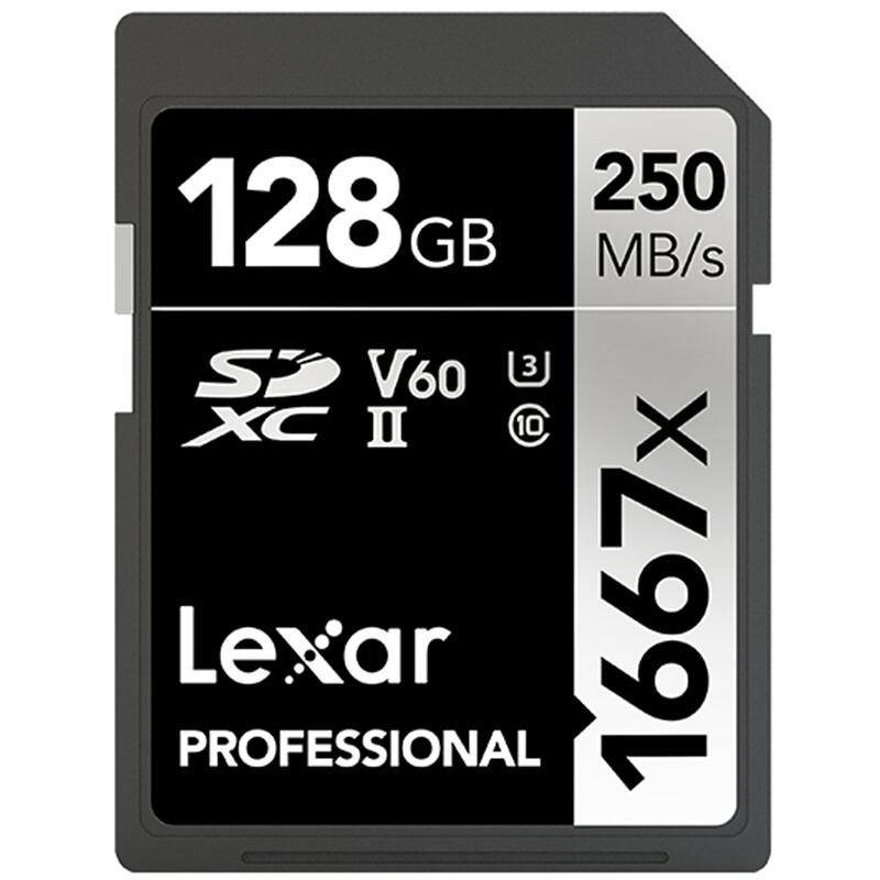 雷克沙 Lexar 1667X Pro SD存储卡 128GB 1667X Pro版 U3 V60 读250MB/s 写120MB/s 计价单位:张