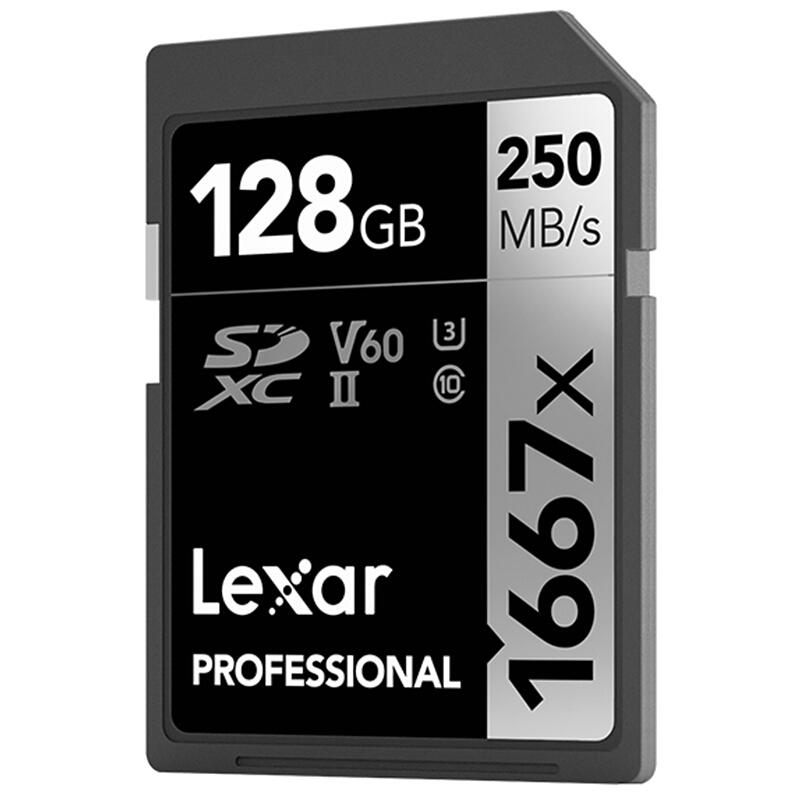 雷克沙 Lexar 1667X Pro SD存储卡 128GB 1667X Pro版 U3 V60 读250MB/s 写120MB/s 计价单位:张