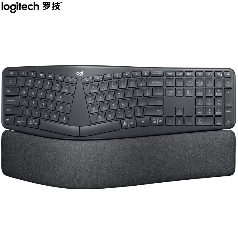 罗技 LOGITECH K860 无线蓝牙键盘 多操作系统 人体工学分体式 黑色 计价单位:台