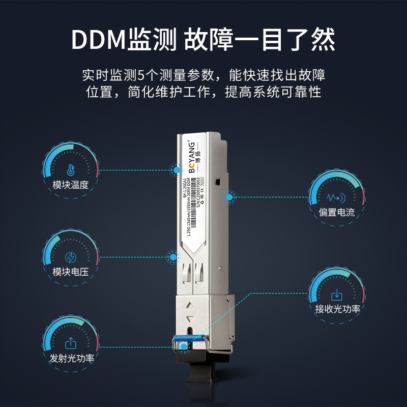 博扬  BY-1.25GA/B220-SC SFP光模块 千兆1.25G单模单纤 1310/1550nm 20km SC 兼容H3C 2支/对 计价单位:对